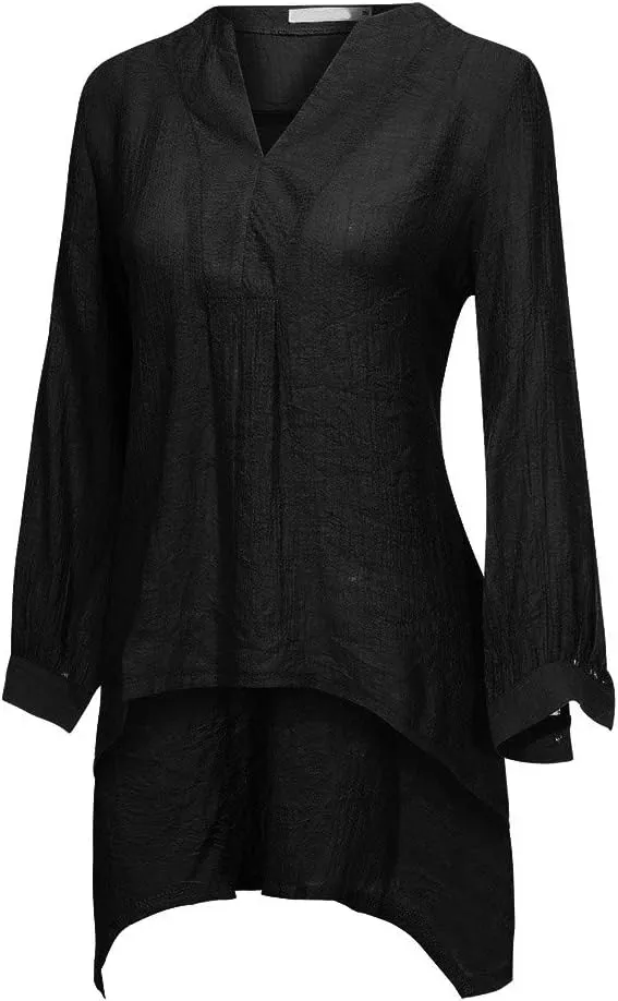 Women Short Sleeve Cotton Linen Shirt Casual V Neck Oversized T-Shirt Solid Color Loose Fit Summer Tee Shirts