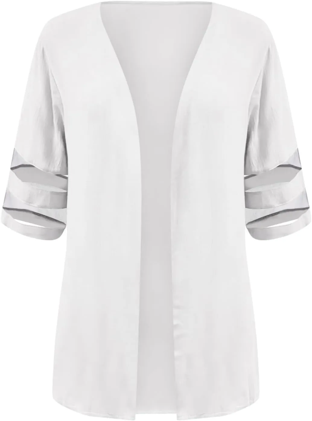 Women's 2024 Fall Open Front Cardigans Classic Lace Trim Kimono Plus Size Summer Beach Cover Ups Linen Dressy Blouses