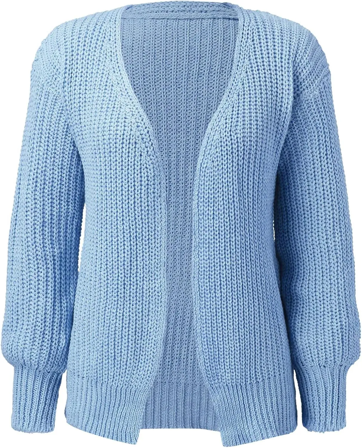 Women's 2024 Fall Open Front Cardigans Long Lantern Sleeve Cozy Knitted Sweaters Casual Oversized Chunky Outwear Coat