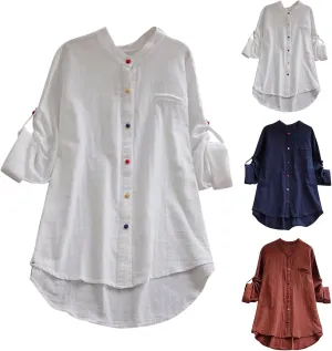 Womens Beach Cover Ups Plus Size Long Sleeve Button Down Linen Shirt Bikini Swimsuit Cover Up Summer Dress Shirts