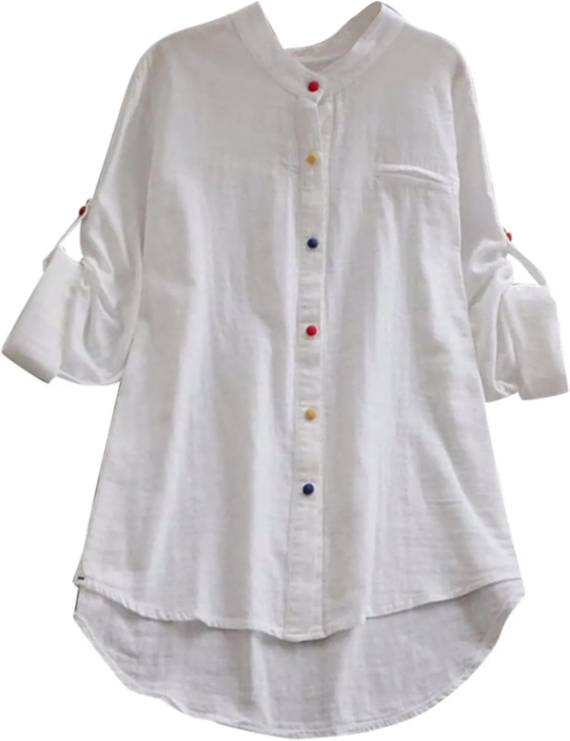 Womens Beach Cover Ups Plus Size Long Sleeve Button Down Linen Shirt Bikini Swimsuit Cover Up Summer Dress Shirts