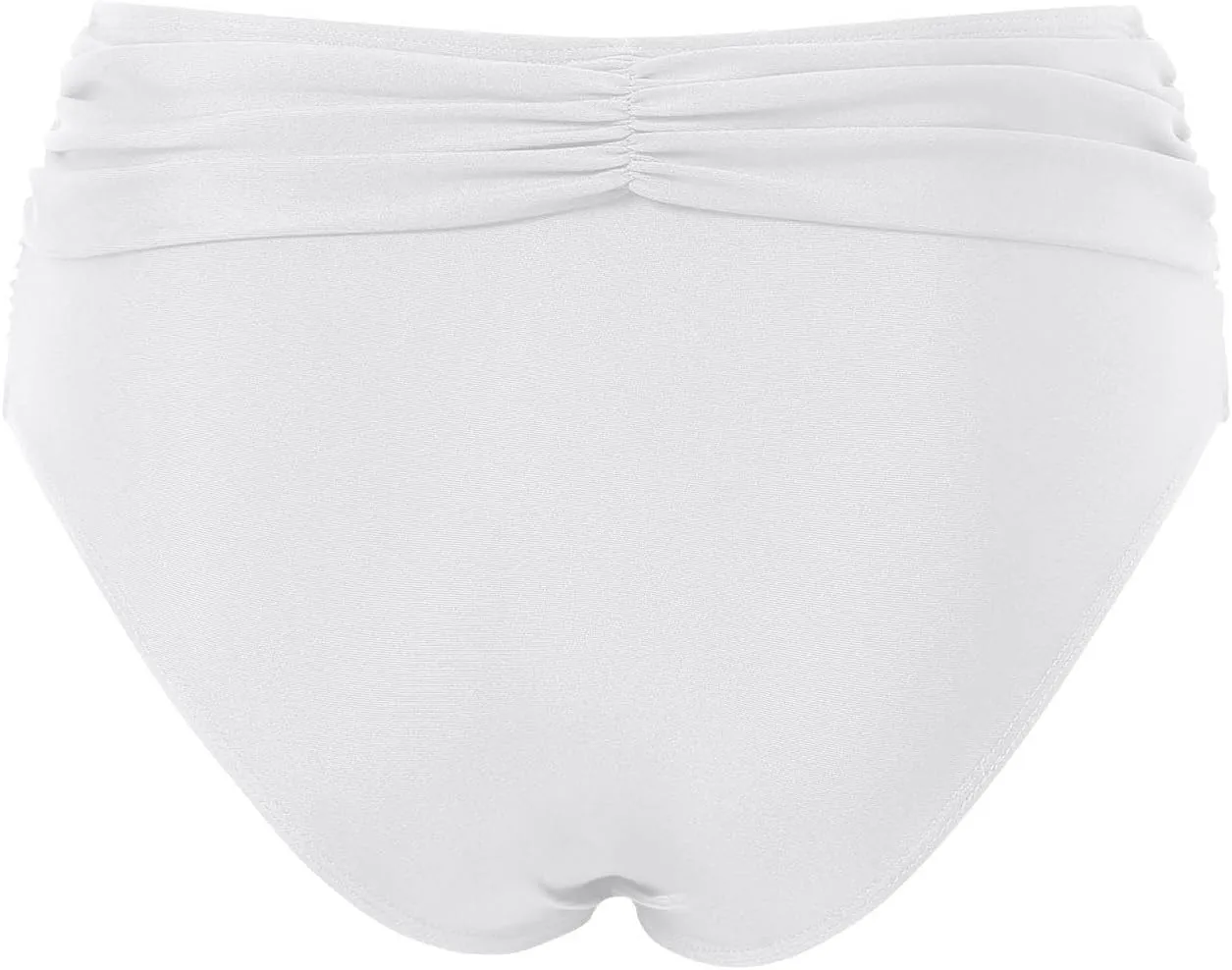 Women's Bikini Swim Bottom Briefs Ribbed High Cut Mid Waist Cheeky Bathing Suit Bottom Tummy Control Swimwear Bottoms