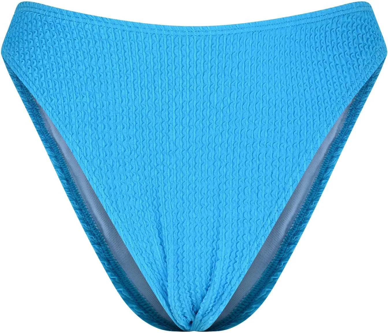 Women's Bikini Swim Bottom Briefs Ribbed High Cut Mid Waist Cheeky Bathing Suit Bottom Tummy Control Swimwear Bottoms