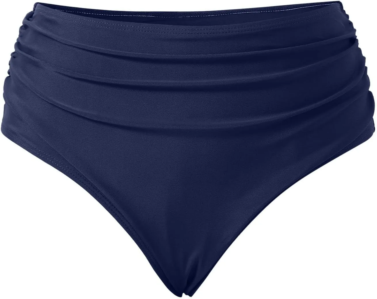 Women's Bikini Swim Bottom Briefs Ribbed High Cut Mid Waist Cheeky Bathing Suit Bottom Tummy Control Swimwear Bottoms