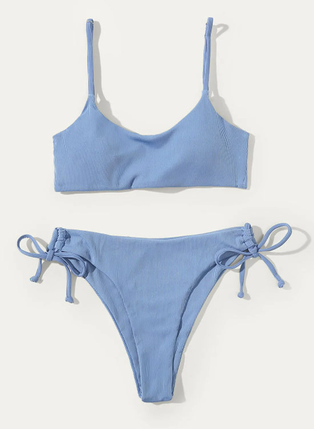 Women's Bikinis Solid Knot Side Strappy Bikinis