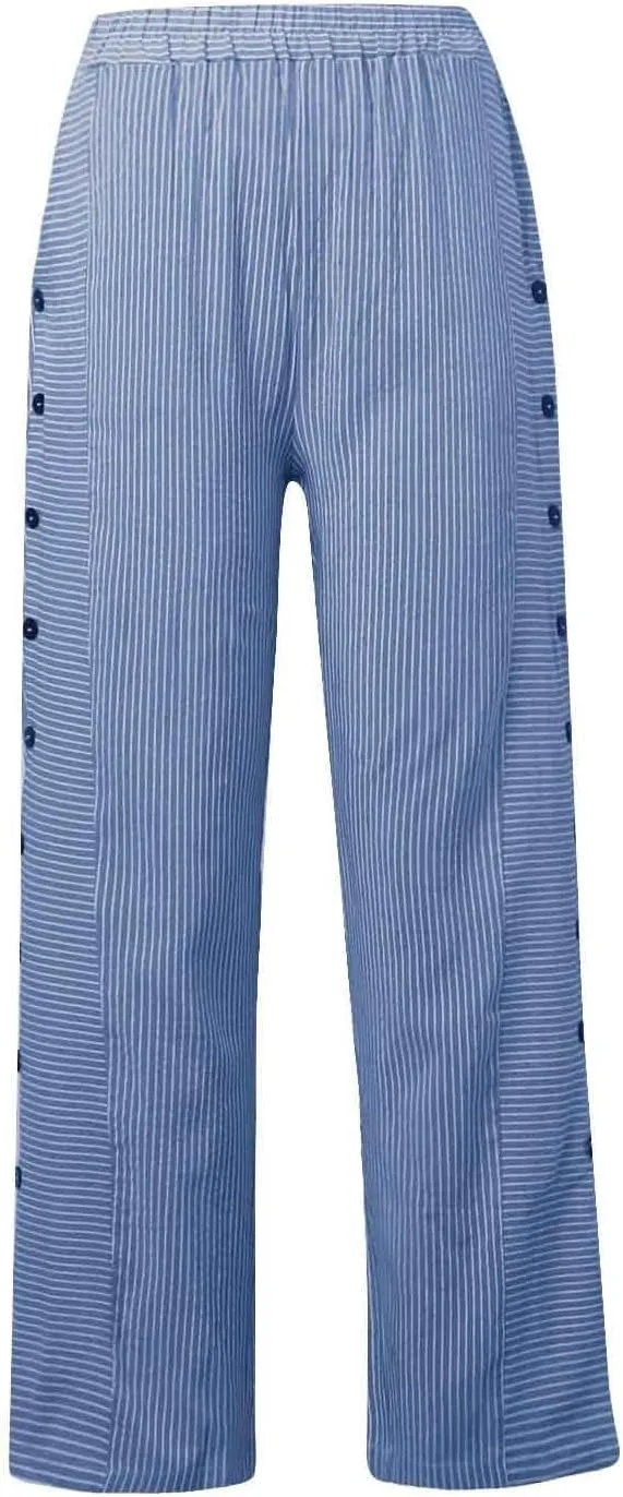 Womens Casual Linen High Waist Pants Drawstring Loose Fit Summer Work Pants Trousers with Side Pockets