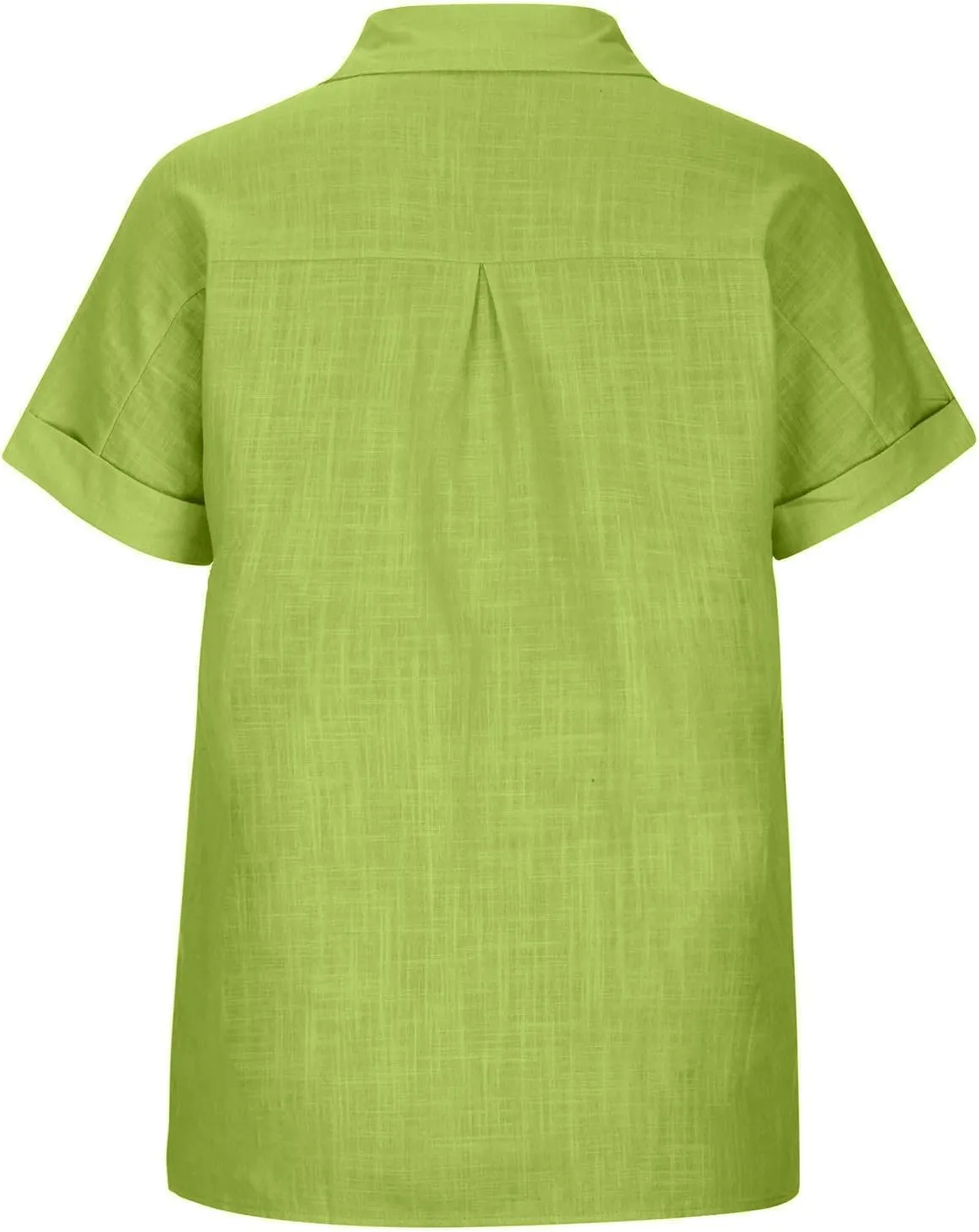 Womens Cotton Linen Button Down Shirts Summer Short Sleeve Blouses V Neck Collared Beach Casual Tops with Pocket