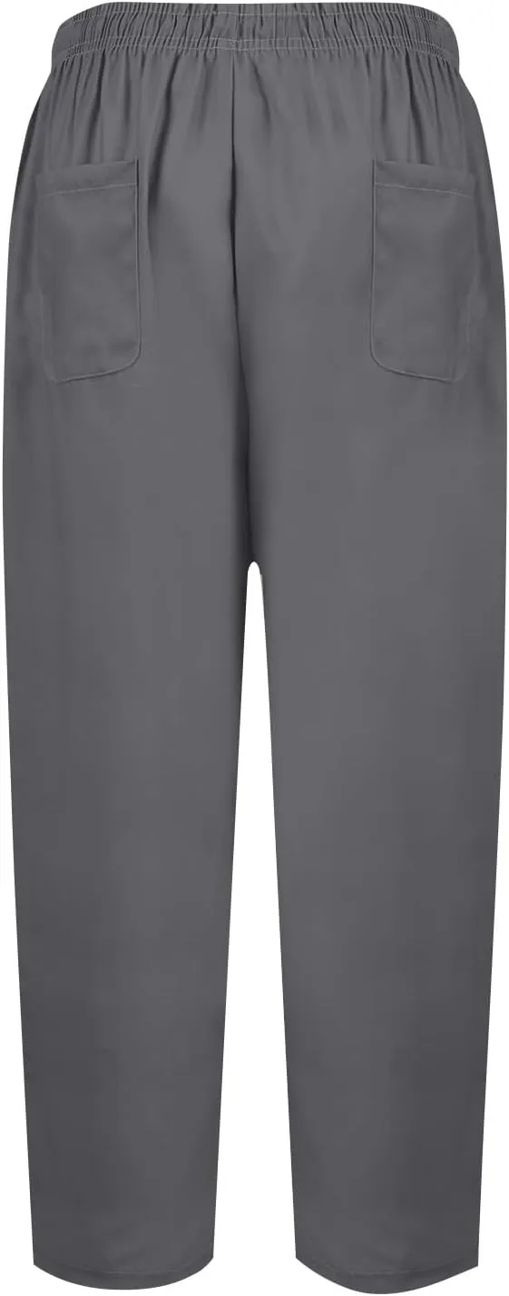 Women's Cotton Linen Pants Summer Wide Leg Casual Loose Drawstring High Waist Palazzo Pants Trousers w Pockets