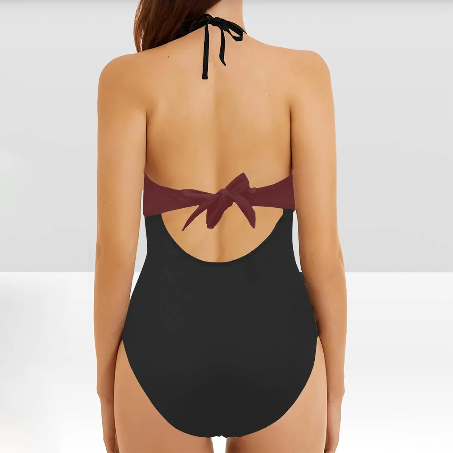 Women's Cutout One Piece Swimsuit Tummy Control Backless Bathing Suit High Waisted Wrap Tie Back Swimwear Beachwear