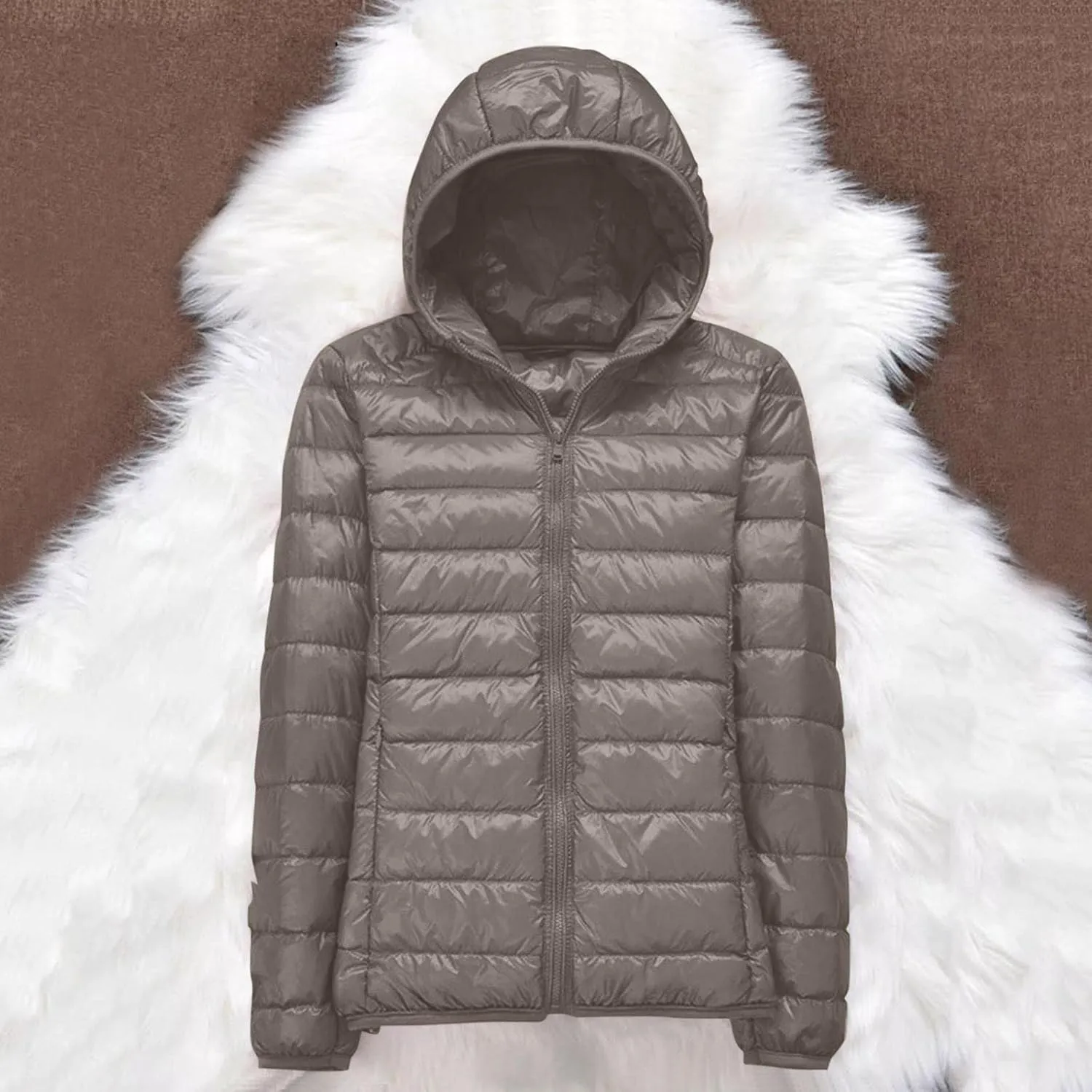 Women's Down Jacket Hooded Windproof Puffer Coat Packable Warm Winter Jacket Lightweight Ladies Parka Chunky With Hood Trendy
