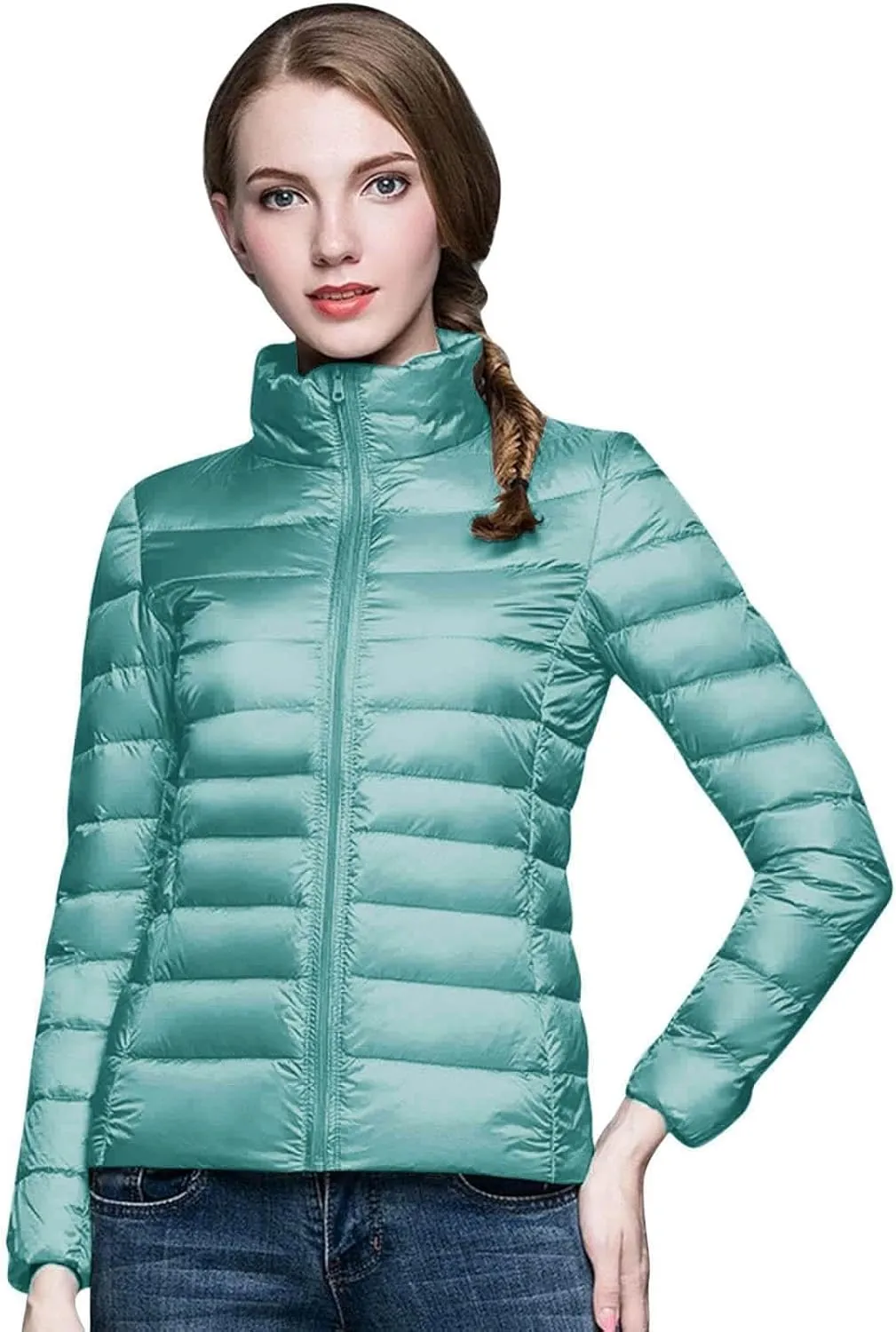 Women's Down Jacket Hooded Windproof Puffer Coat Packable Warm Winter Jacket Lightweight Ladies Parka Loose Fit Dowm Jacket