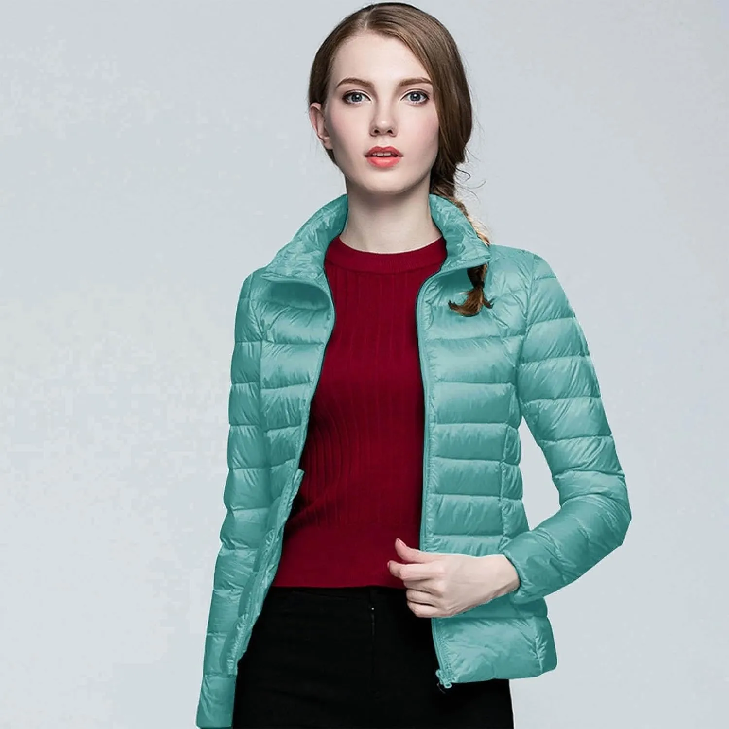 Women's Down Jacket Hooded Windproof Puffer Coat Packable Warm Winter Jacket Lightweight Ladies Parka Loose Fit Dowm Jacket