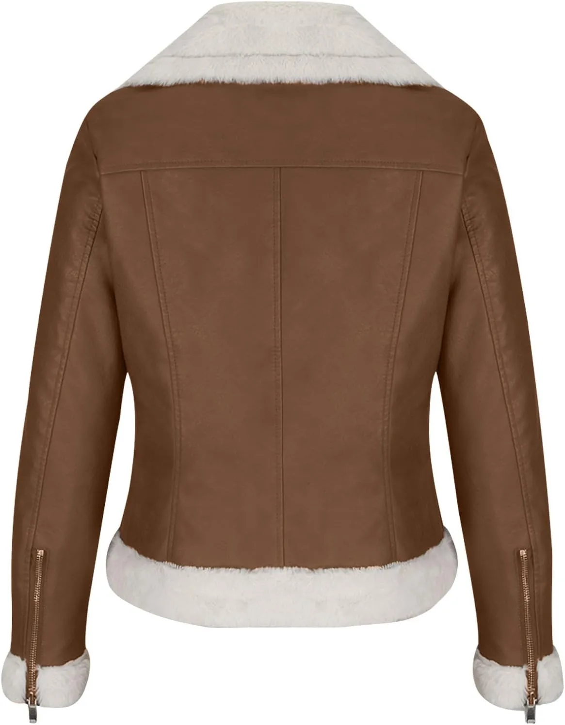 Women's Faux Leather Jackets 2024 Fall Winter Outfits Clothes Long Sleeve Zip Up Moto Biker Slim Cropped Coat Outwear