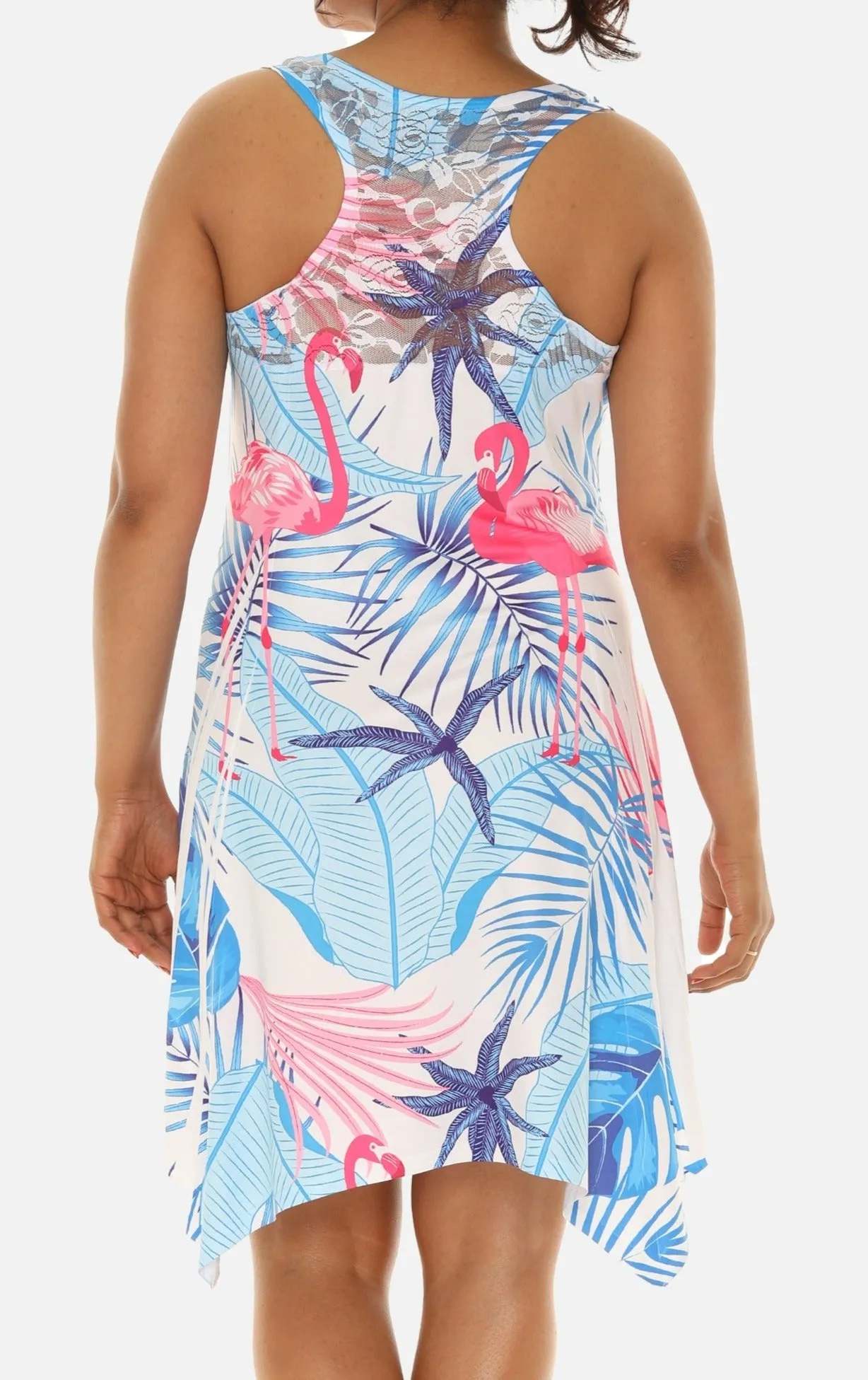 Women's Flamingo and Tropical Tree Print Beach Dress