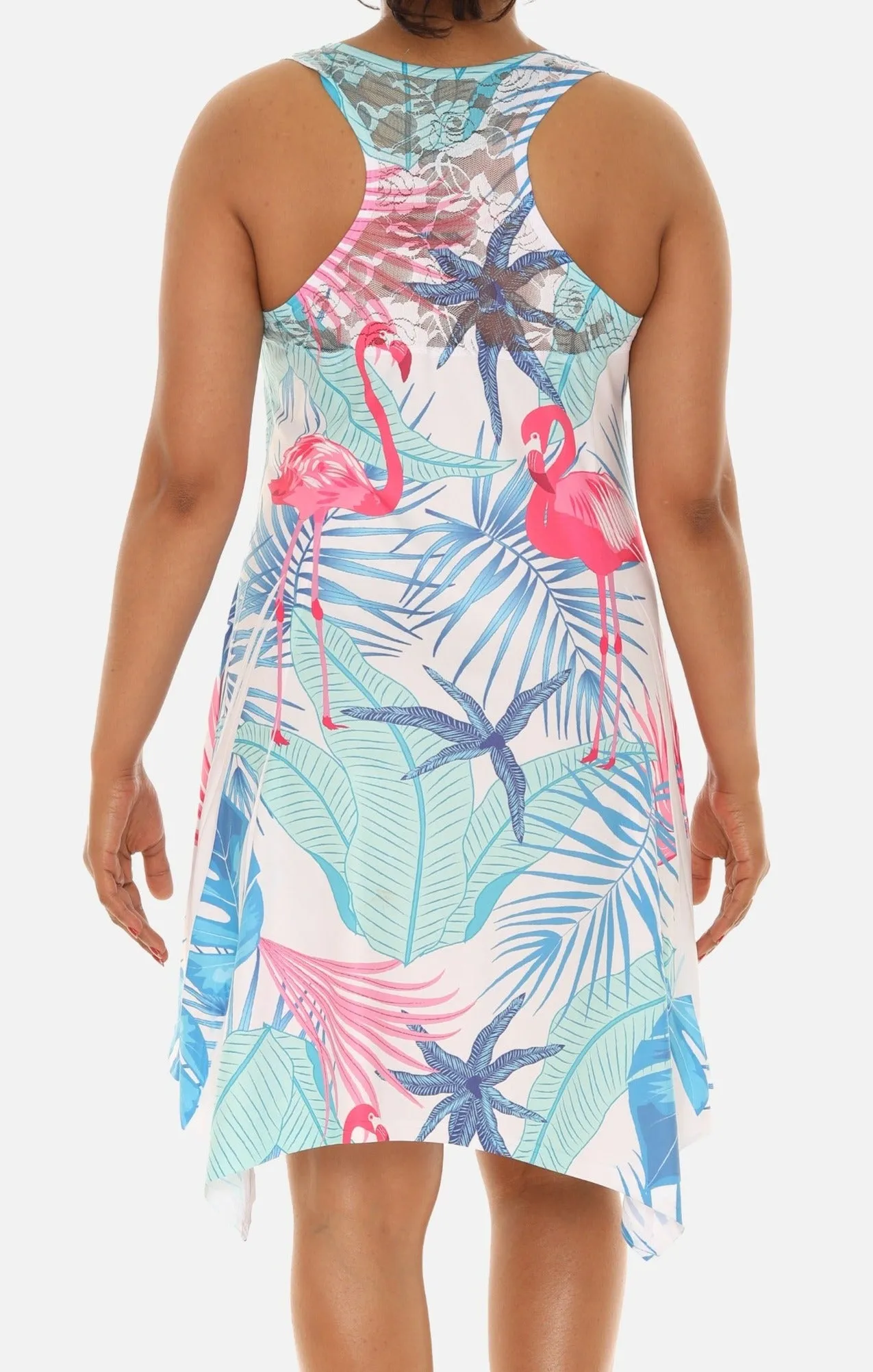 Women's Flamingo and Tropical Tree Print Beach Dress