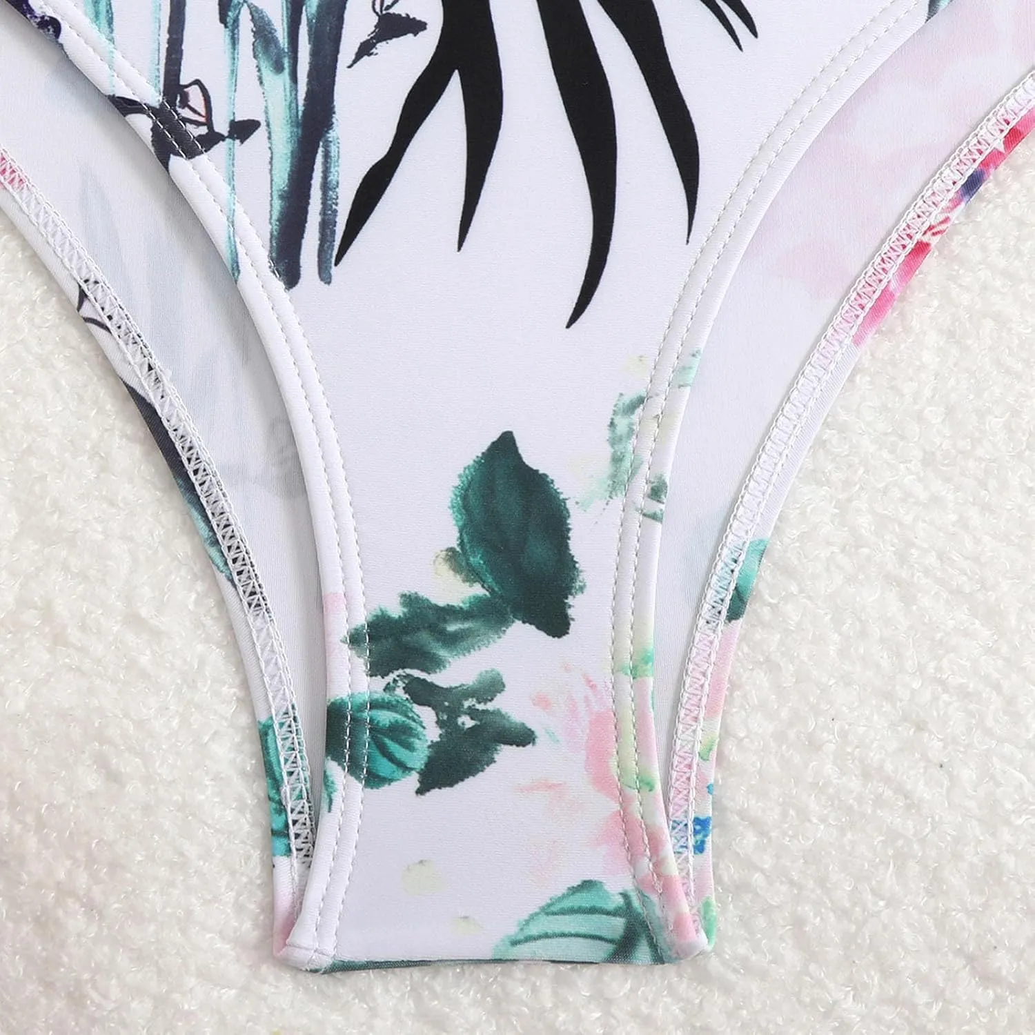 Women's Floral Printed One Piece Swimsuits Cross Backless Sexy Deep V Neck Tummy Control Bathing Suits Swimwear
