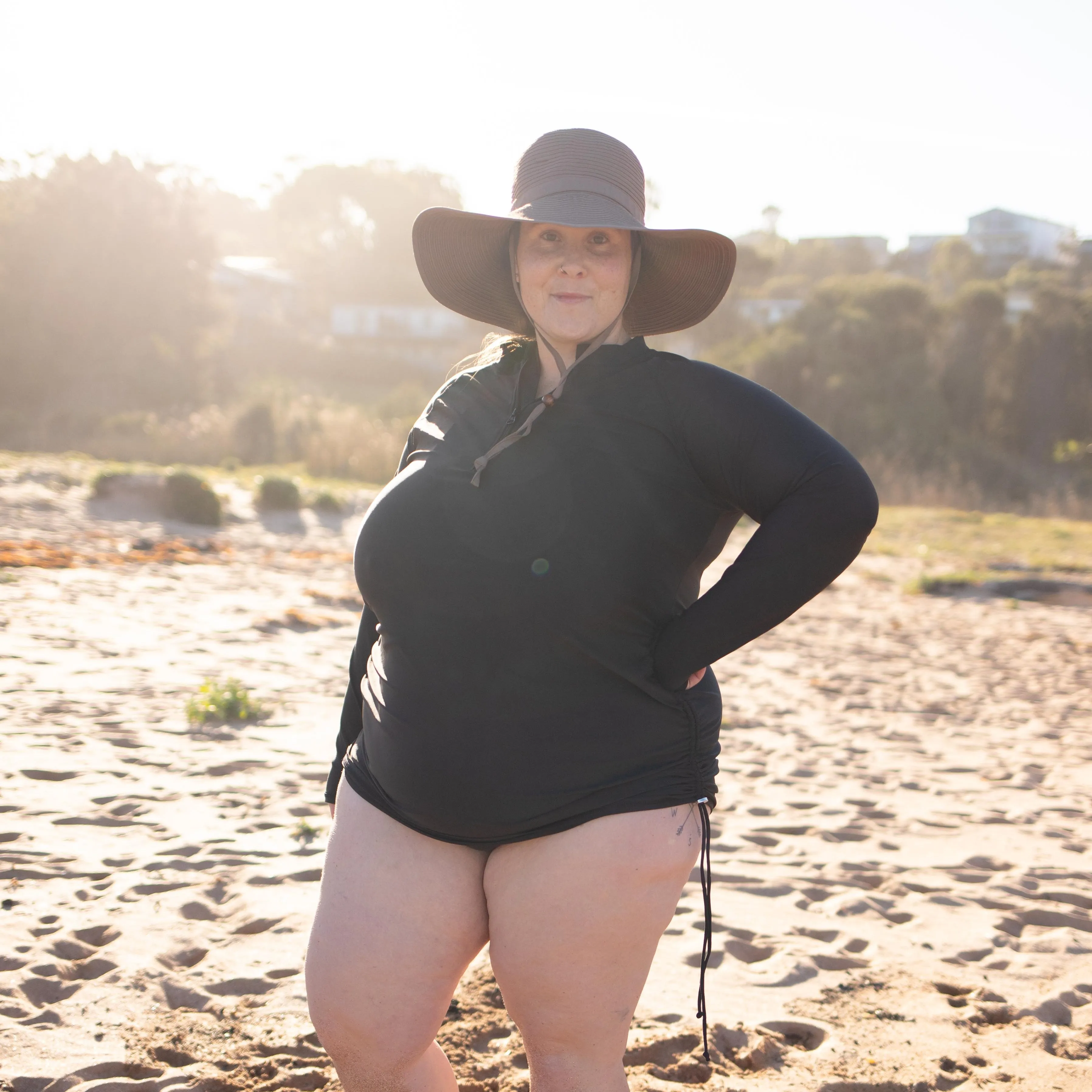 Women's Half Zip Swim Dress Cover Up | "Black"