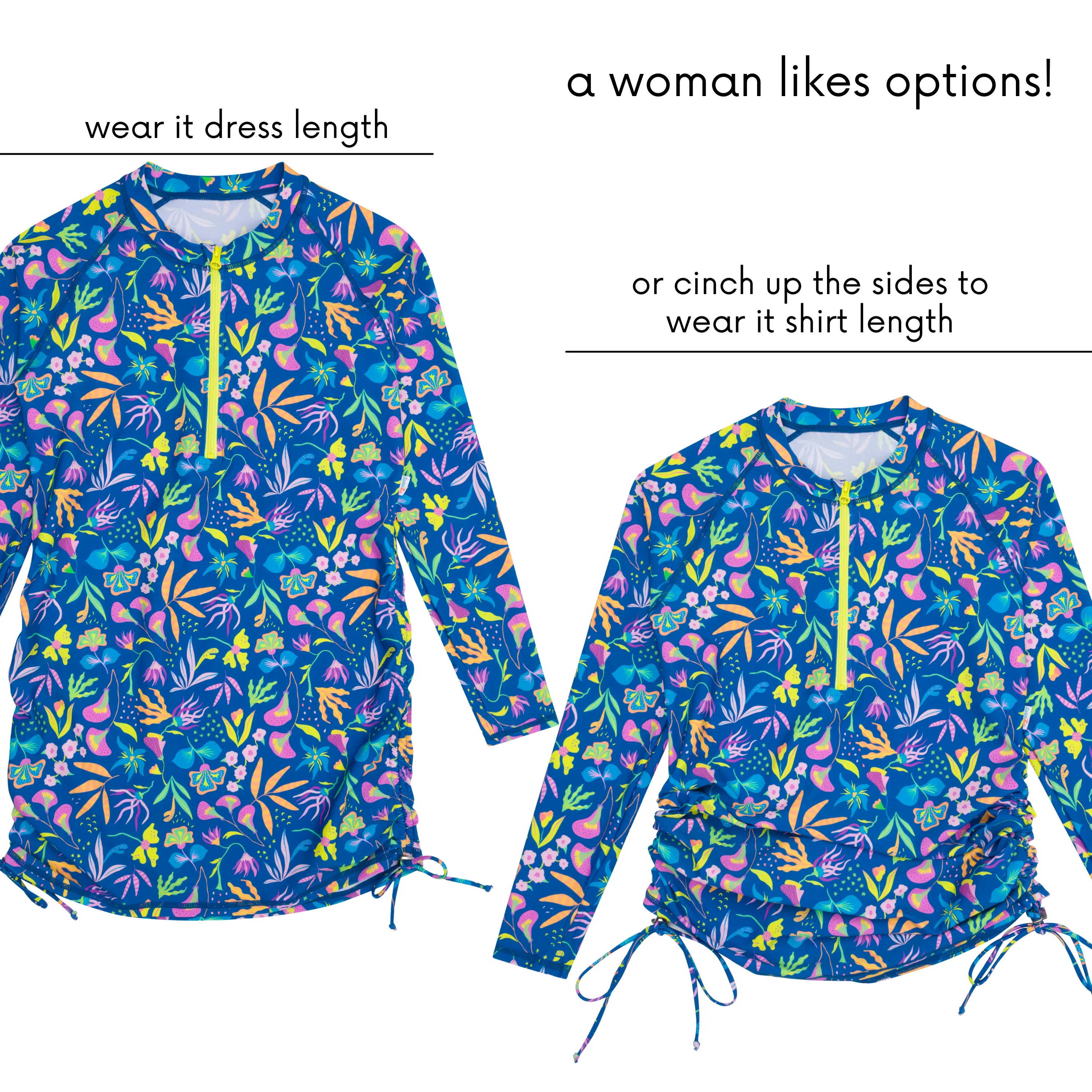 Women's Half Zip Swim Dress Cover Up | "Tropadelic"