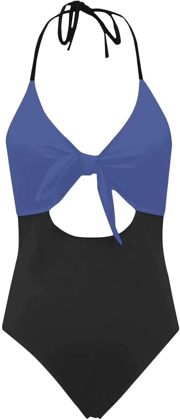 Womens Halter Cutout One Piece Swimsuit Sexy Backless Tummy Control Bathing Suits Colorblock Slimming Beach Swimwear