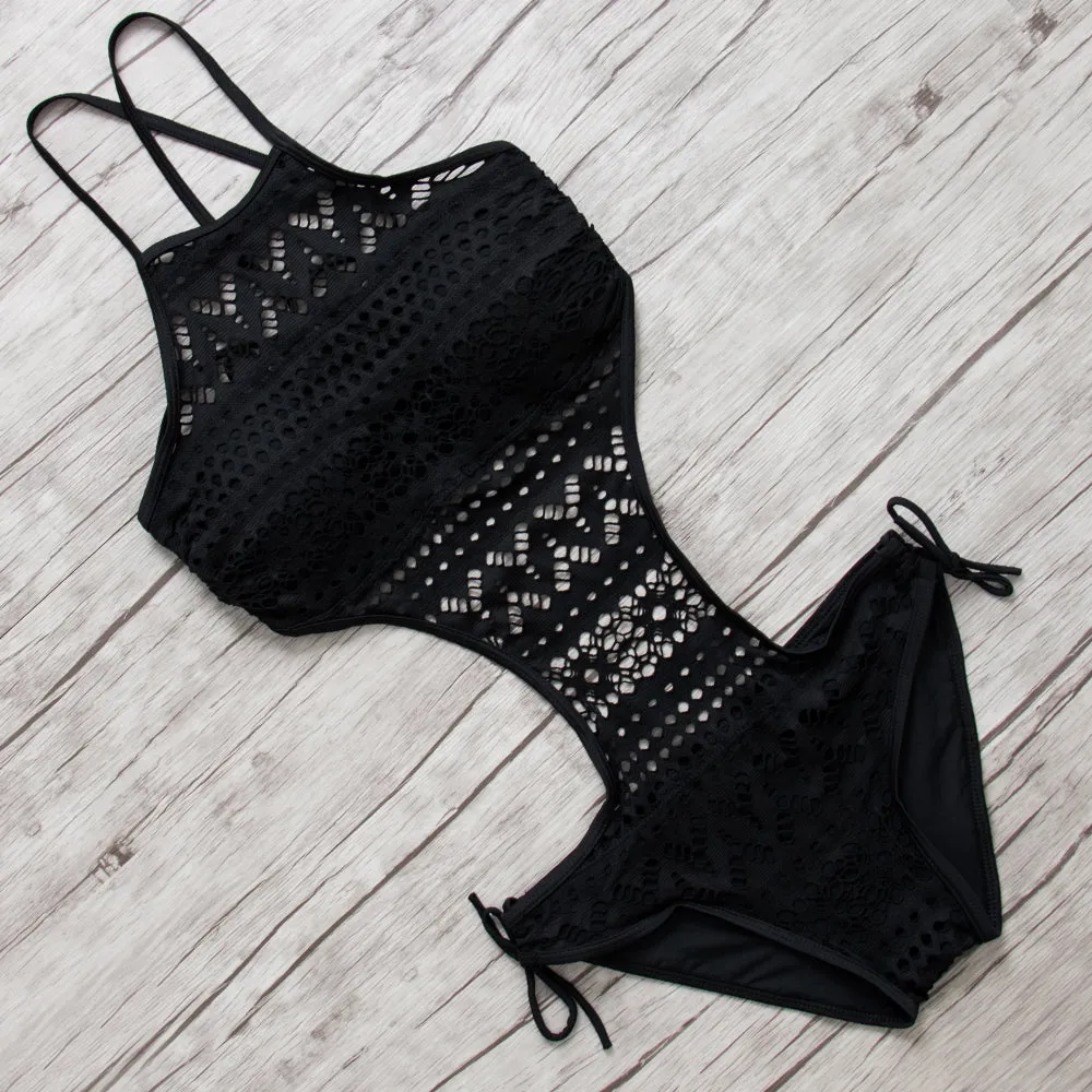 Women's High Neck Hollow Out Swimsuit