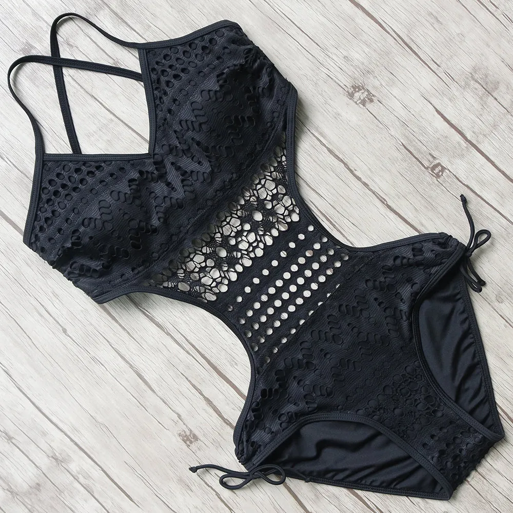 Women's High Neck Hollow Out Swimsuit