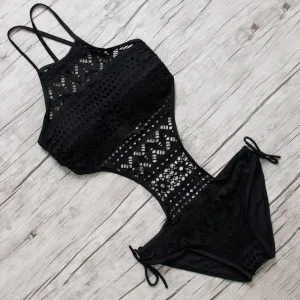 Women's High Neck Hollow Out Swimsuit