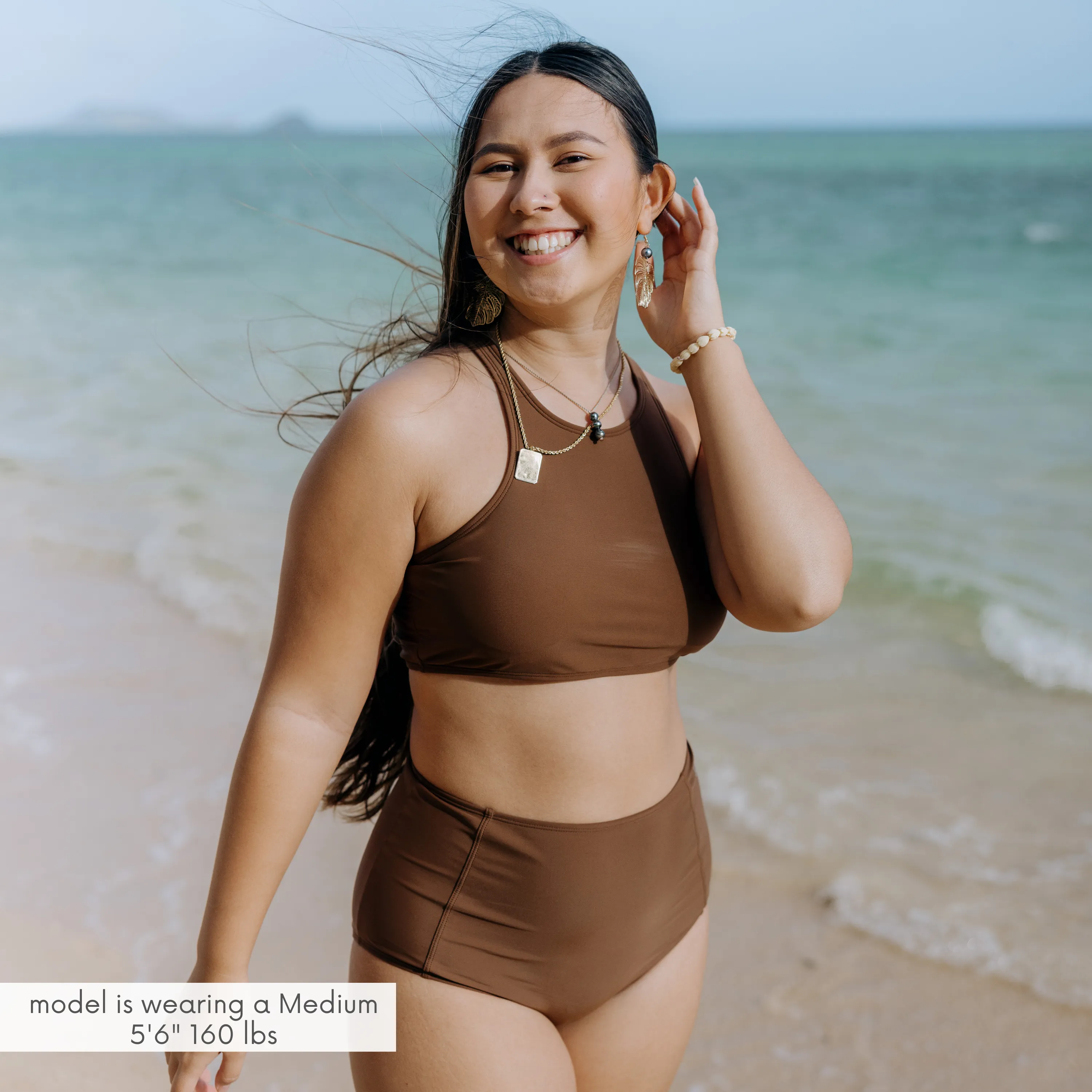 Women's High Waist Bikini Bottoms | "Cold Brew"