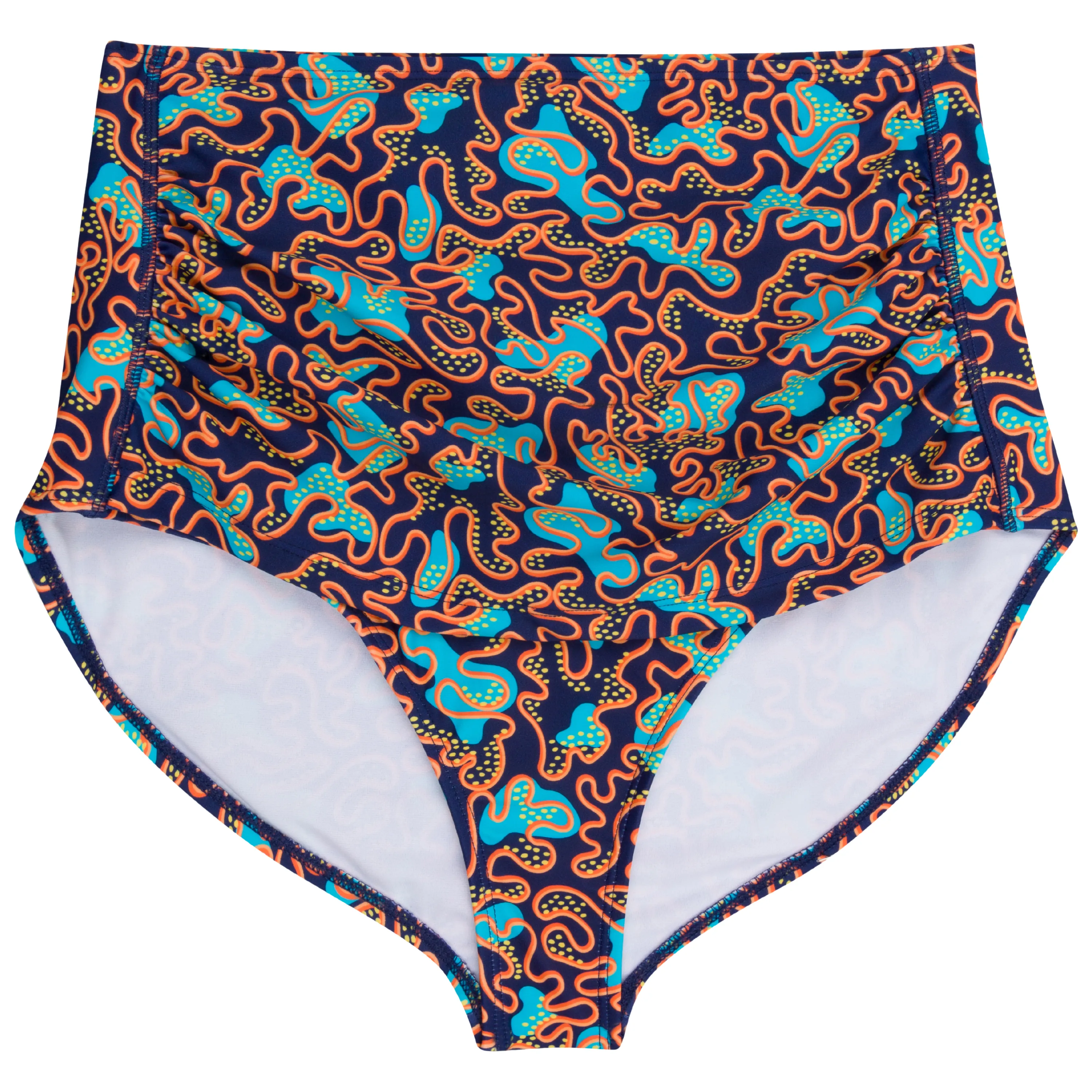 Women's High Waist Bikini Bottoms Ruched | "Deep Dive"