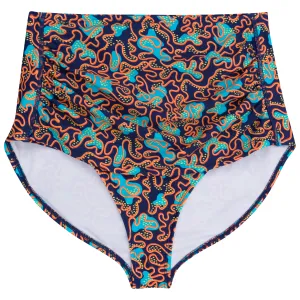 Women's High Waist Bikini Bottoms Ruched | "Deep Dive"