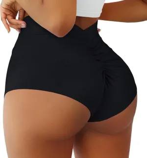 Women's High Waist Swimsuits Booty Shorts V Back Butt Lifting Cheeky Bikinis Bottoms Scrunch Gym Workout Hot Shorts