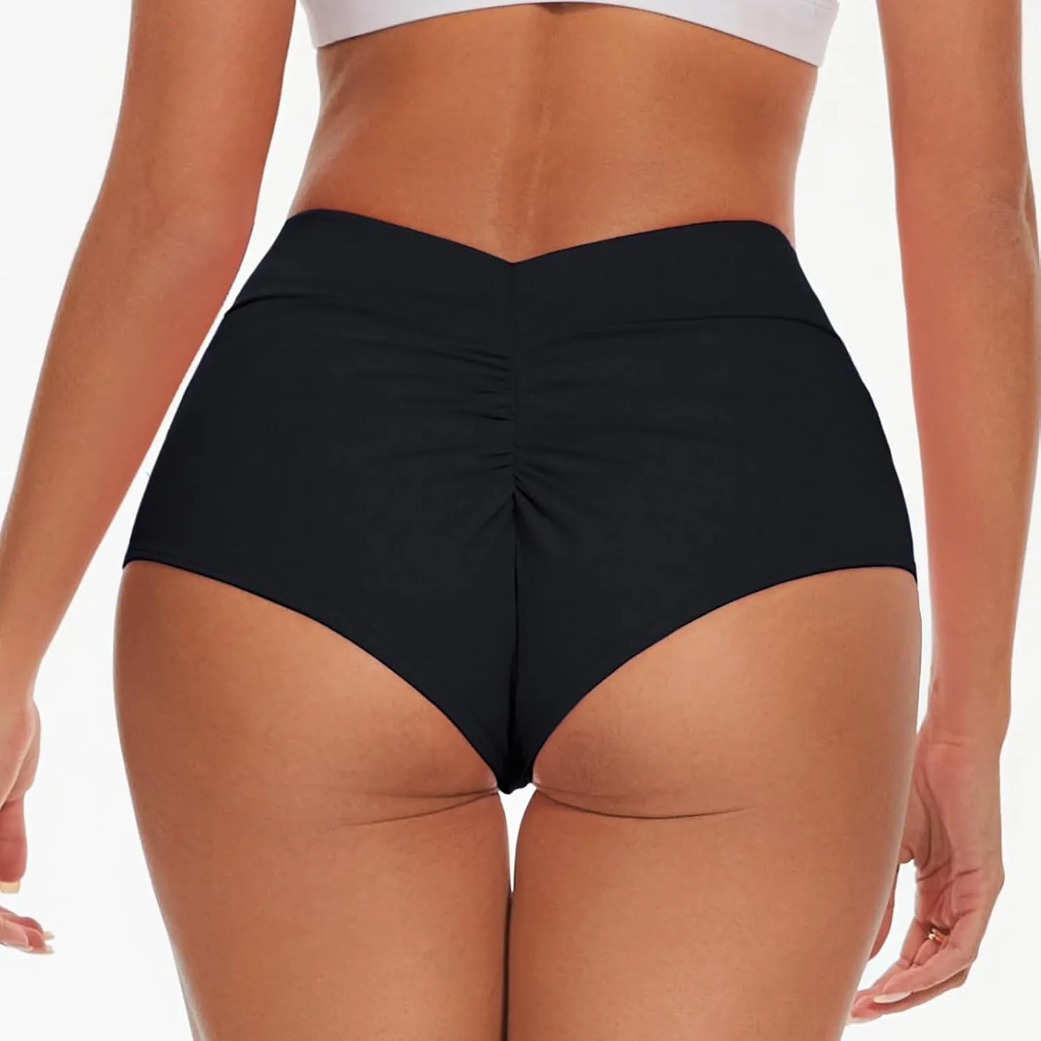 Women's High Waist Swimsuits Booty Shorts V Back Butt Lifting Cheeky Bikinis Bottoms Scrunch Gym Workout Hot Shorts