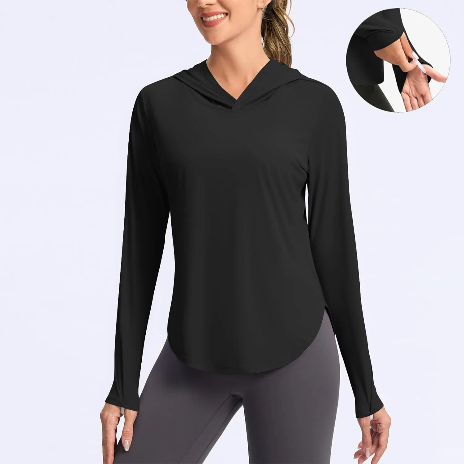 Womens Hooded Sun Shirt UPF 50  UV Protection Rash Guard Long Sleeve Swim Shirts Outdoor Quick Dry Gym Hiking Shirts