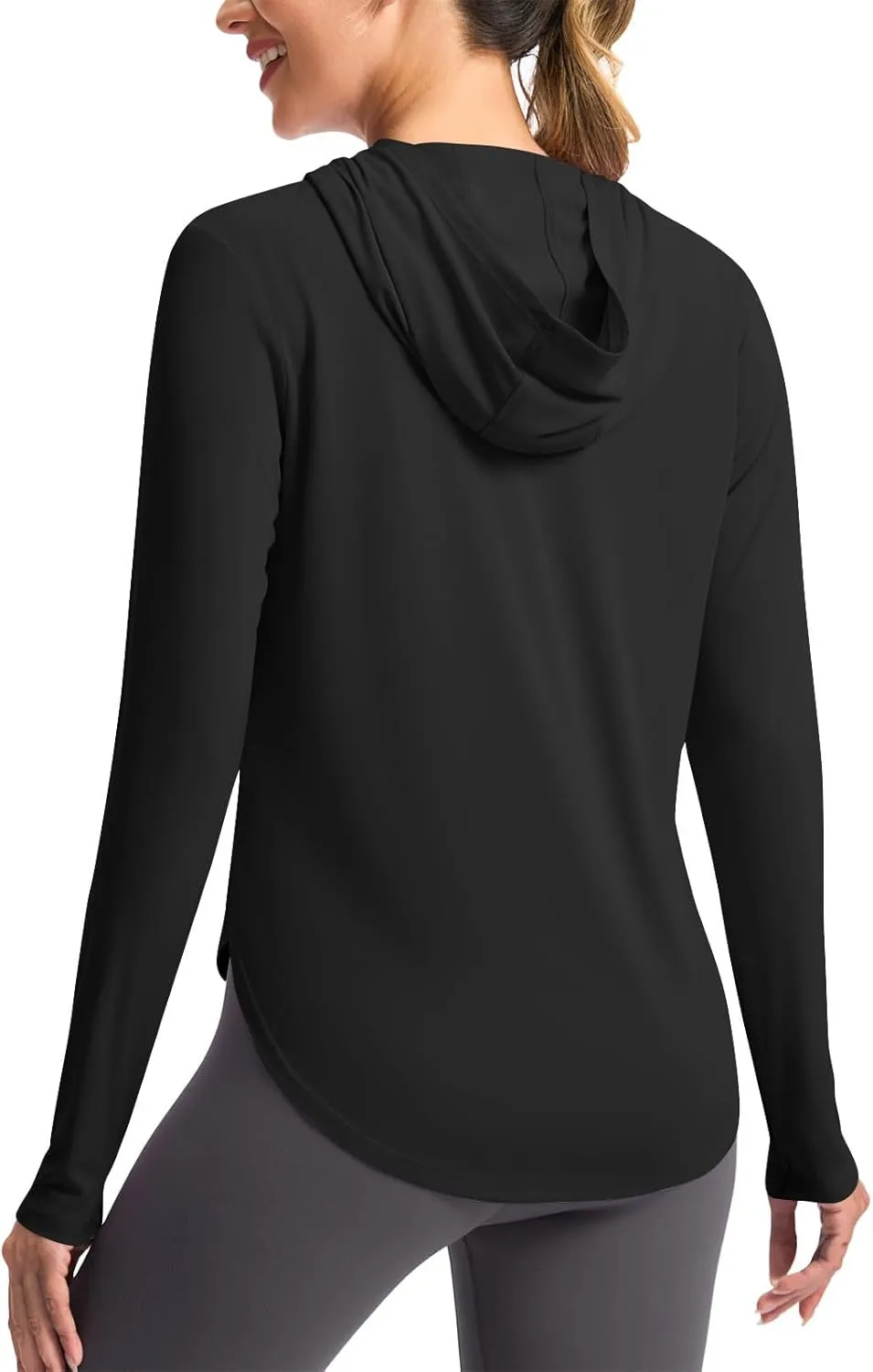 Womens Hooded Sun Shirt UPF 50  UV Protection Rash Guard Long Sleeve Swim Shirts Outdoor Quick Dry Gym Hiking Shirts