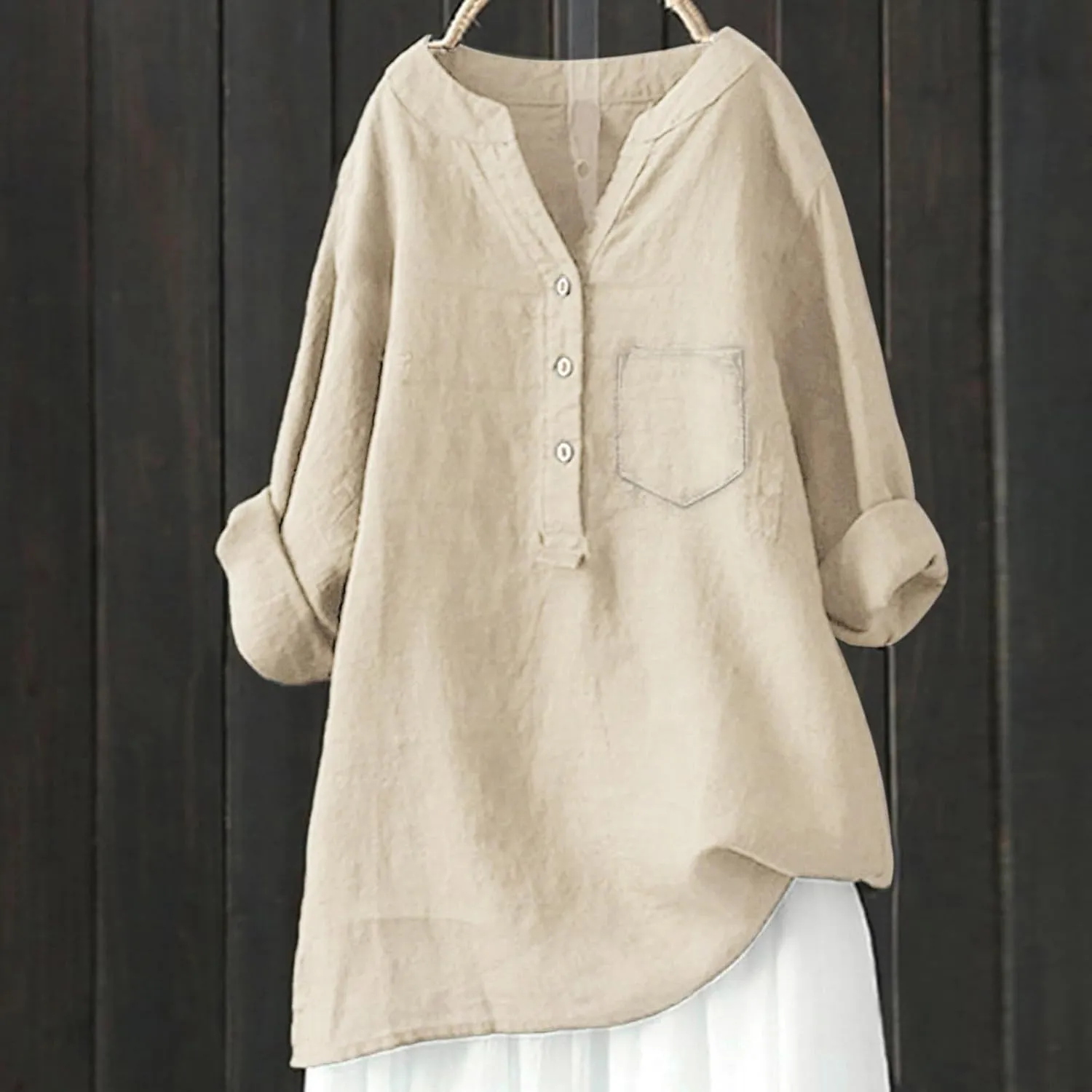 Women's Linen Shirts Summer Linen Embroidery Floral Short Sleeve T Shirts Casual Loose Henley V Neck Blouses