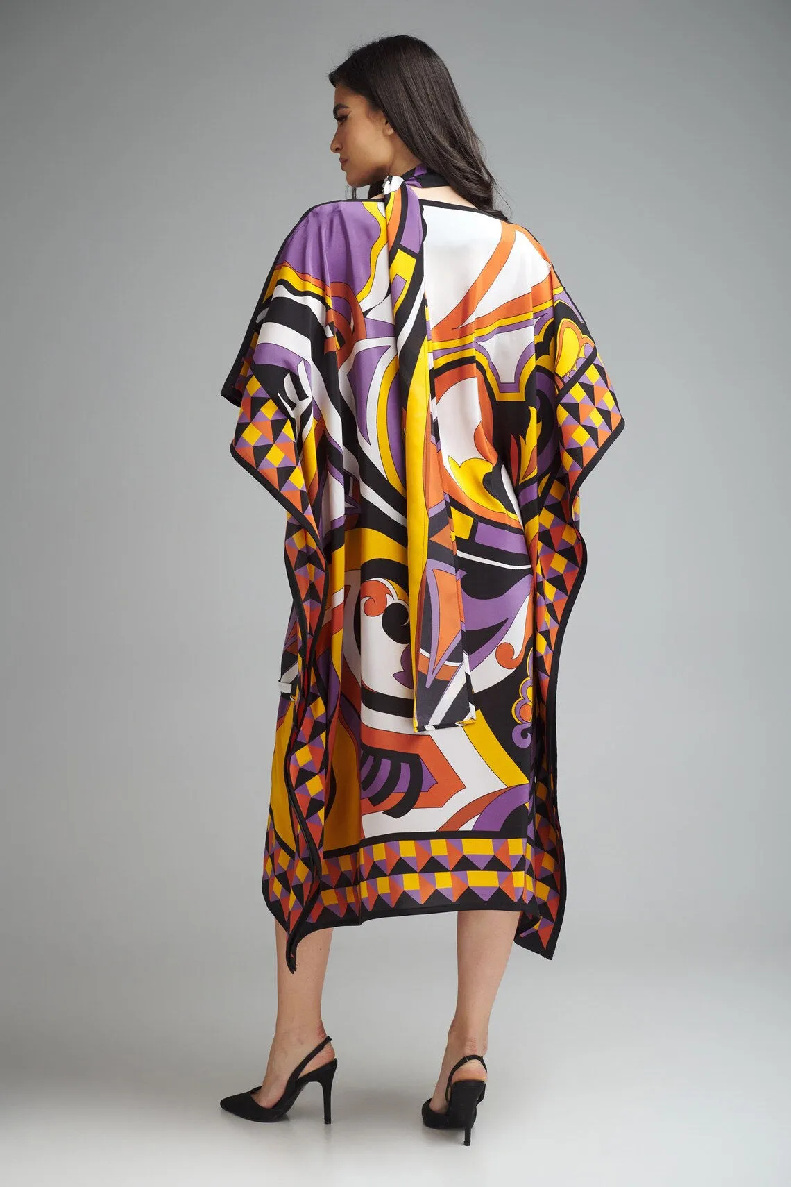 Women's  Multi Color Crepe Kaftans - BlackBeads