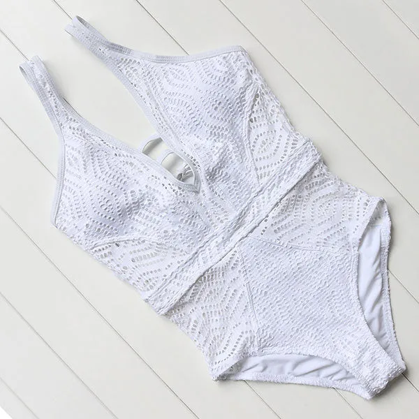 Women's One-Piece Deep V-Backless Swimsuits