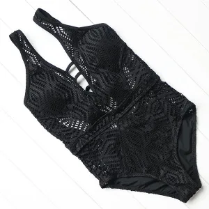 Women's One-Piece Deep V-Backless Swimsuits