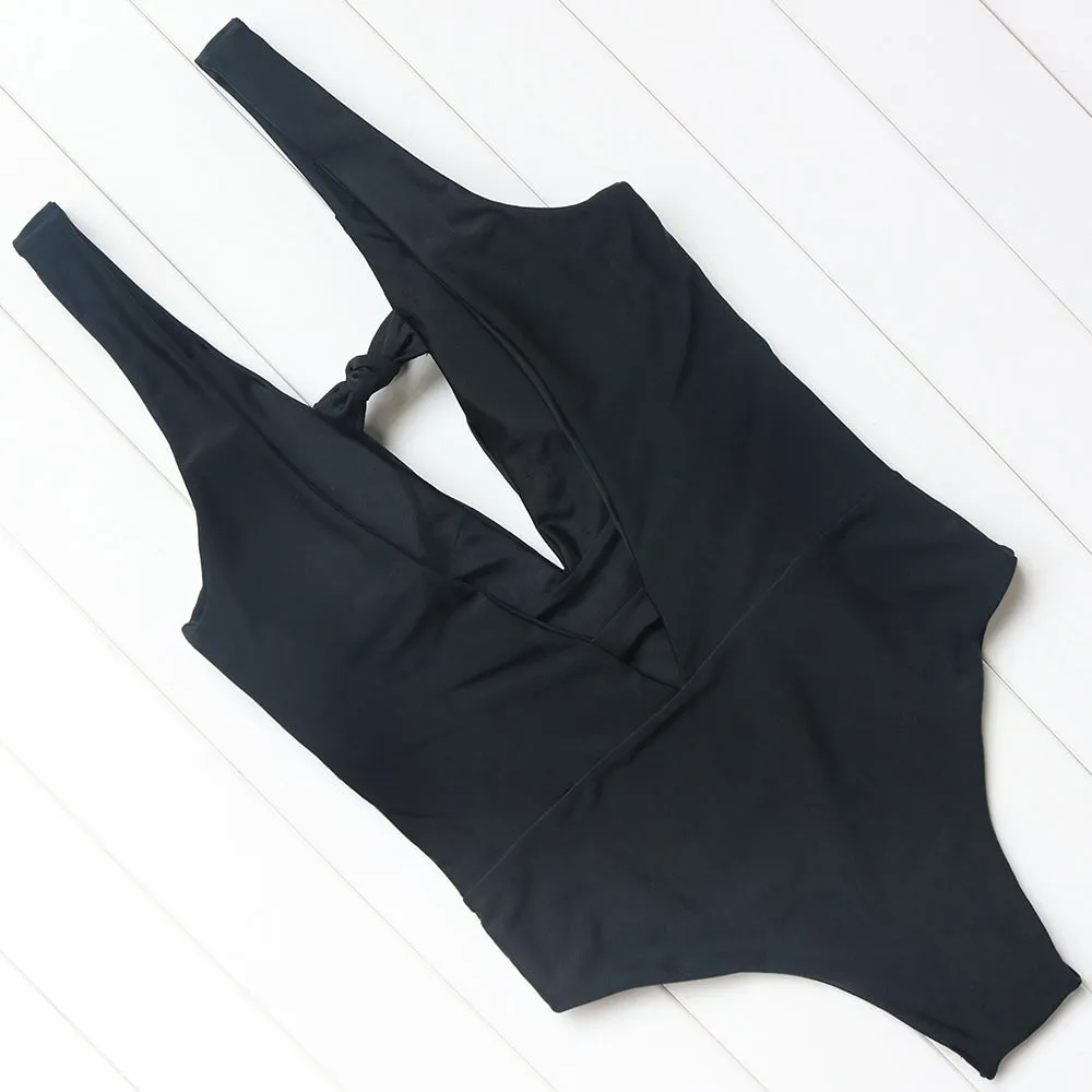 Women's One-Piece Deep V-Backless Swimsuits