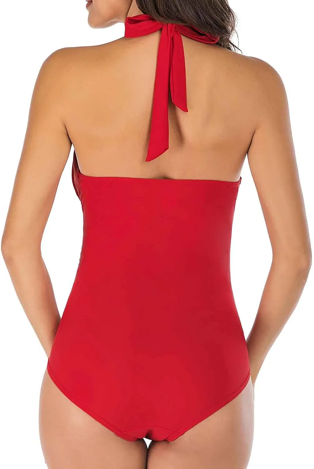 Women's One Piece Swimsuit Slimming Tummy Control Bathing Suit Ruched Vintage Swimwear Backless Summer Beachwear 2025