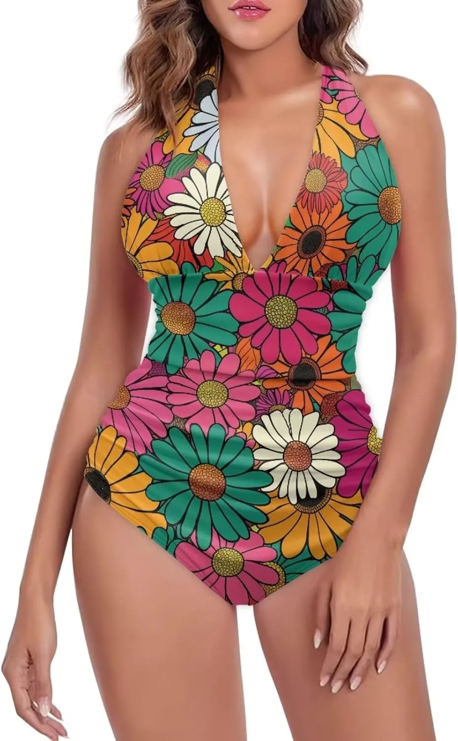 Womens One Piece Swimsuit Tummy Control Bathing Suit Summer Slimming Swimwear Plus Size Swim Suit for Beach S-3XL