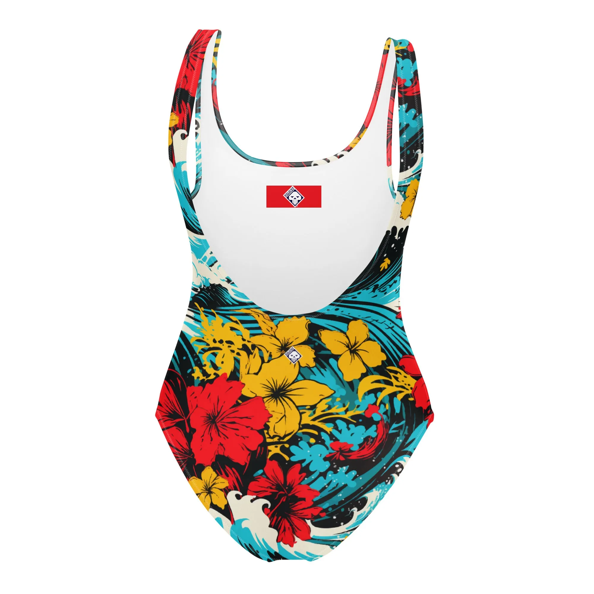 Women's One-Piece Swimsuit - Waves and Flowers 001