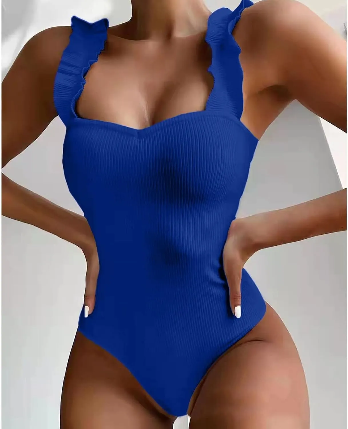 Women's One-Piece Swimsuits Cutout High Waisted Bathing Suit Wrap Tie Back Swimsuit Full Coverage 1 Piece Swim Suits