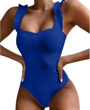 Women's One-Piece Swimsuits Cutout High Waisted Bathing Suit Wrap Tie Back Swimsuit Full Coverage 1 Piece Swim Suits