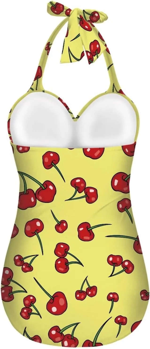 Women's One Piece Swimsuits Halter Swimwear High Waist Tummy Control Bathing Suits Backless Monokinis Size S-2XL