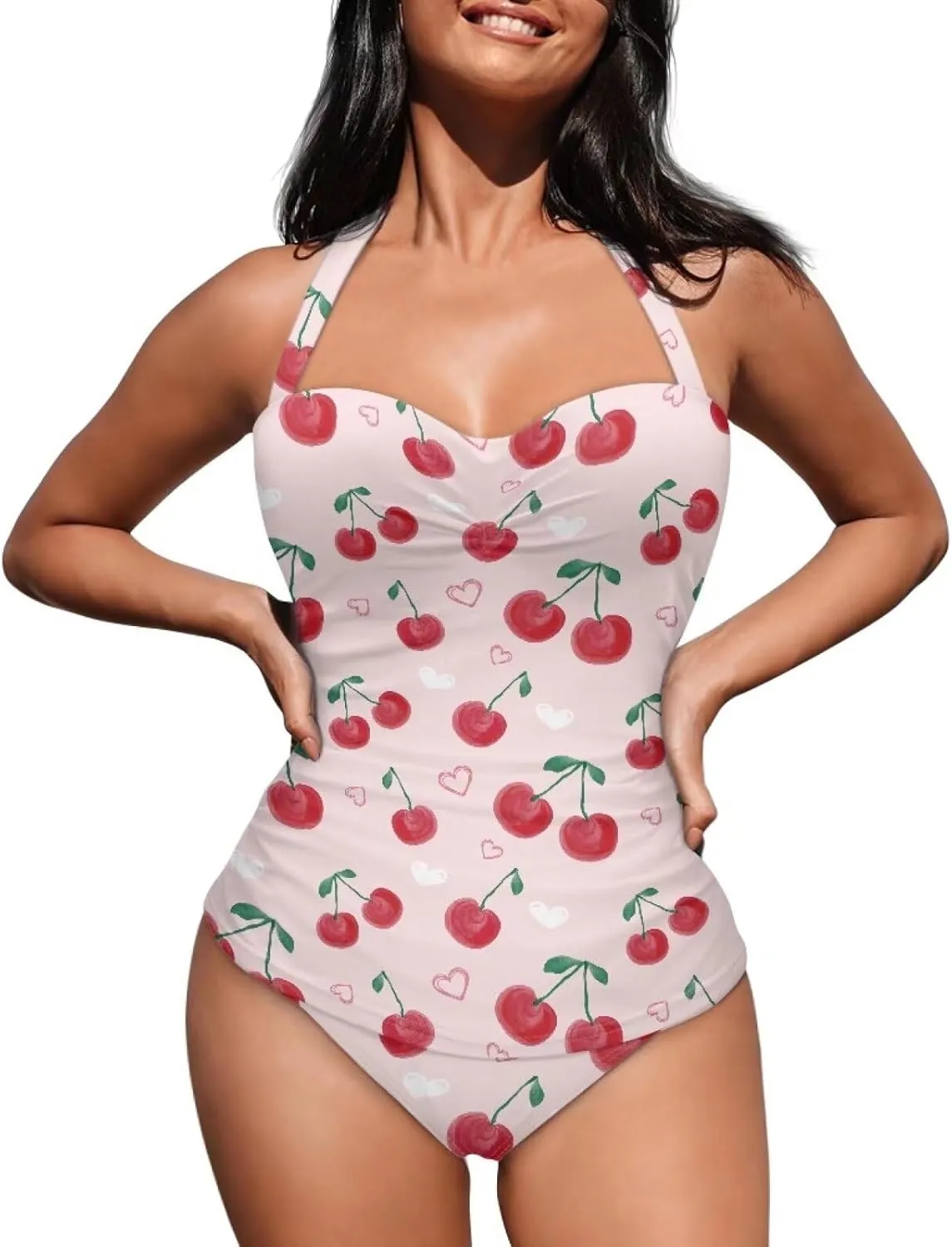 Women's One Piece Swimsuits Halter Swimwear High Waist Tummy Control Bathing Suits Backless Monokinis Size S-2XL
