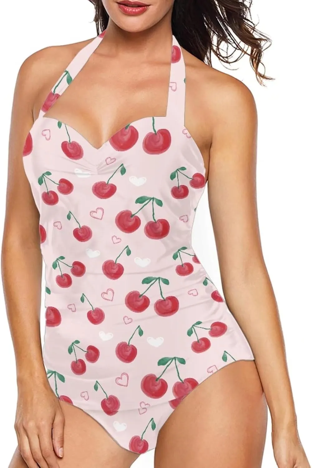 Women's One Piece Swimsuits Halter Swimwear High Waist Tummy Control Bathing Suits Backless Monokinis Size S-2XL