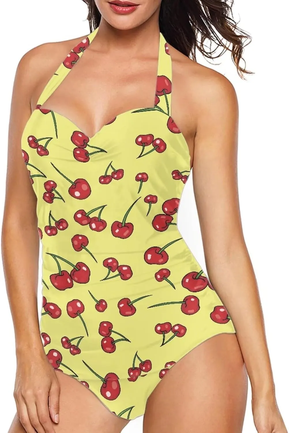 Women's One Piece Swimsuits Halter Swimwear High Waist Tummy Control Bathing Suits Backless Monokinis Size S-2XL
