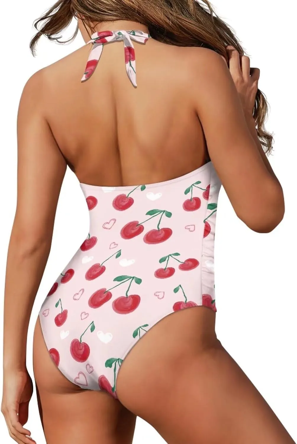 Women's One Piece Swimsuits Halter Swimwear High Waist Tummy Control Bathing Suits Backless Monokinis Size S-2XL