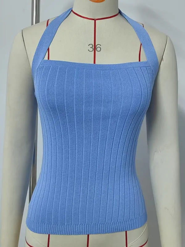 Women’s Open Back Knitwear Halter Top