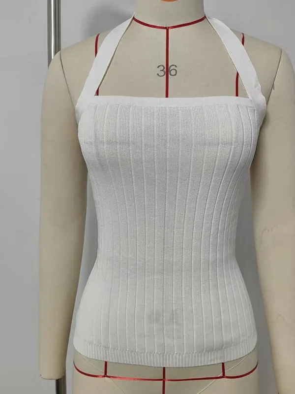 Women’s Open Back Knitwear Halter Top